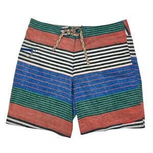 Patagonia Wavefarer Board Shorts Mens 36 Multi Color Striped Swim Trunks Beach